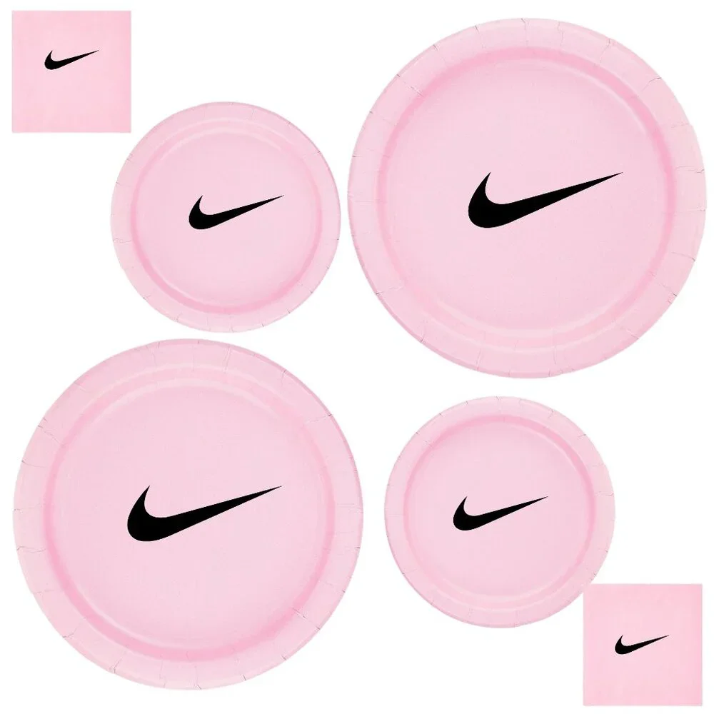 Custom Retro Basketball Party Tableware Set | Pink with Black Design | 45PCS